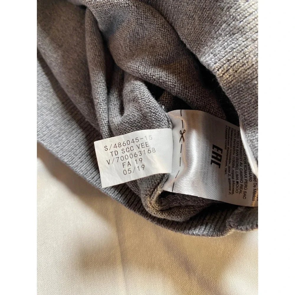 Banana Republic Luxury Blend Silk Cotton Cashmere V-Neck Sweater Grey Mens M